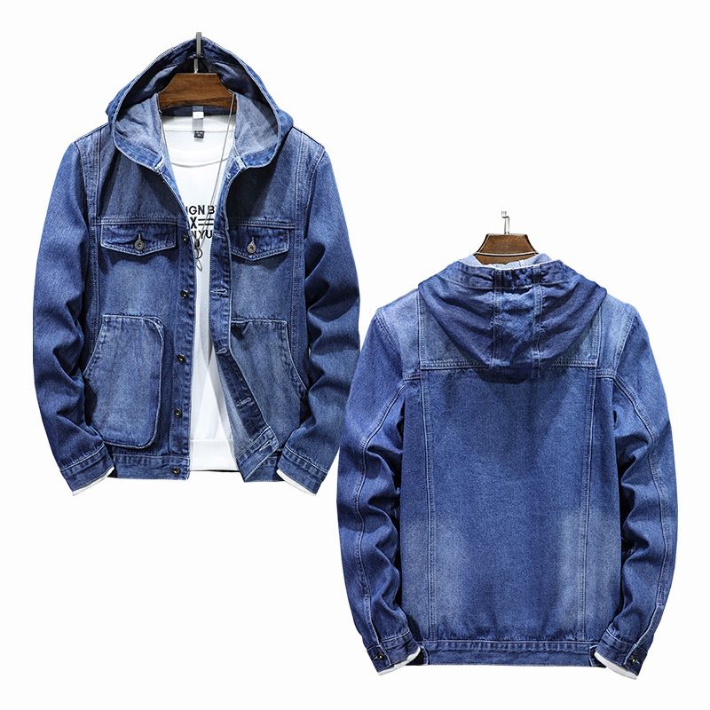 Men's Clothing New Casual Men's Jacket 2025 Spring Trendy Versatile Workwear Fit One Piece Hooded Denim Jacket For Men_mkmklike.com