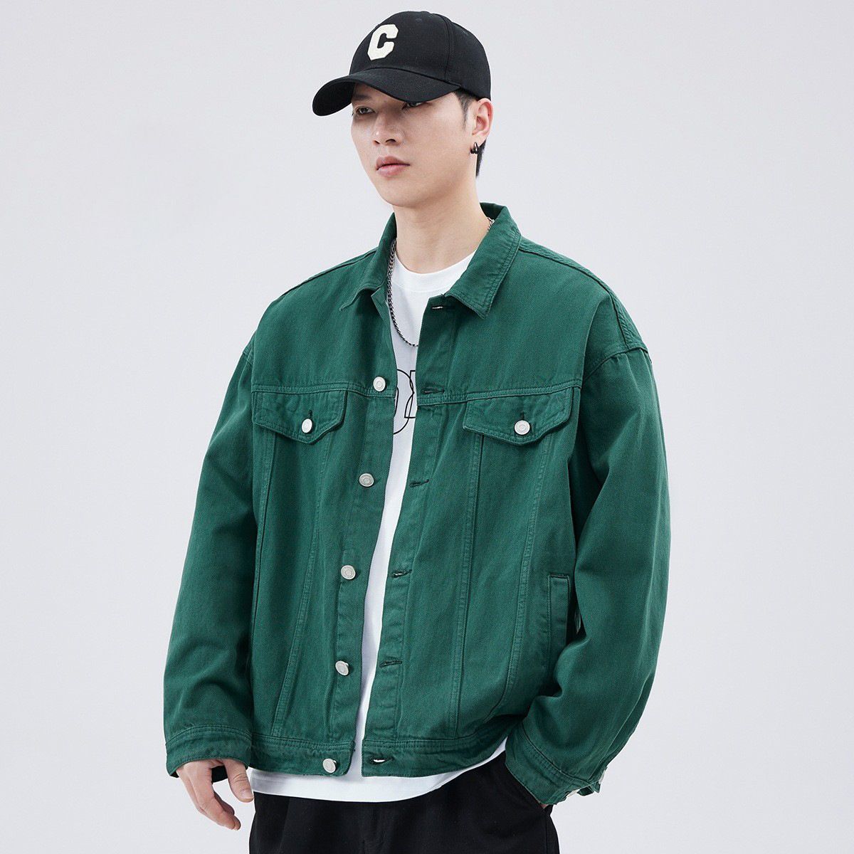 Men's Clothing Dopamine Pink Denim Jacket Men's Autumn And Winter Style Tasute Workwear Autumn Casual Jacket_mkmklike.com