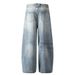 American Style Loose Wide-Leg Scimitar Men's Denim Trousers Vibe Trendy Brand Punk Split Patchwork Casual Pants_mkmklike.com