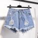 Women's Clothing Large Size Denim Raw Edge Shorts For Women Summer High Waist Fat Mm Loose Slimming Ripped Wide Leg Student A Line Hot Pants_mkmklike.com