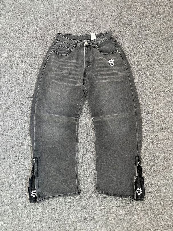 Men's Clothing European And American Men's Retro Washed Embroidered Straight Jeans_mkmklike.com