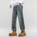 New Spring Jeans Men's Harlan Fit Loose Double Craft Retro Washed Tide Brand Youth Middle Waist Large Size_mkmklike.com