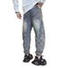 Men's Stylish Loose Fitting Jacquard Casual American Style Drawstring Jogger Jeans Versatile Trendy For Spring Autumn_mkmklike.com
