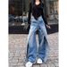 American Retro Two-way Straight-leg Jeans Women, New Trendy High-waisted Loose Slimming Wide-leg Pants For Fashionable_mkmklike.com