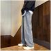 Men's Clothing Retro Starry Sky Men's Retro Star Wash Straight Leg Jeans - Loose Fit Summer Thin Casual Pants With Comfortable Elastic Waistband_mkmklike.com