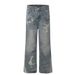 Distressed Deconstructed Patchwork Flared Jeans For Men American Street Style Hip-Hop Design Niche Wide-Leg Long Pants_mkmklike.com