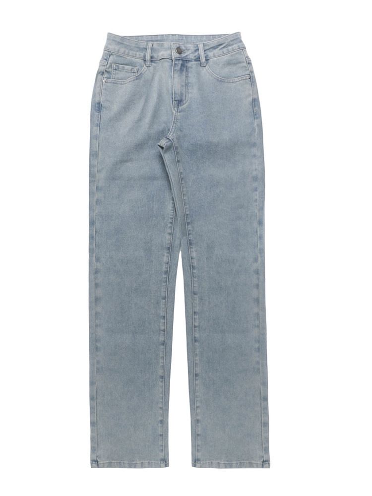 Women's Stretch High-Waisted Straight Leg Jeans - Comfortable Cotton Denim Pants For Casual & Streetwear_mkmklike.com