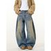 Men's Vintage Streetwear Denim Pants Distressed Washed Baggy Jeans Straight Leg Dropped Crotch Relaxed Fit Button Fly_mkmklike.com