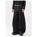 Black Denim Statement Pants – High Street Vintage Wide-Leg Jeans With 3d Pleats & Contrast Stitching_mkmklike.com