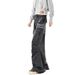 Men's Retro Washed Distressed Wide Leg Jeans Trendy Graffiti Print Casual Workwear Multi-Pocket mid Waist Zipper Fly Trousers_mkmklike.com