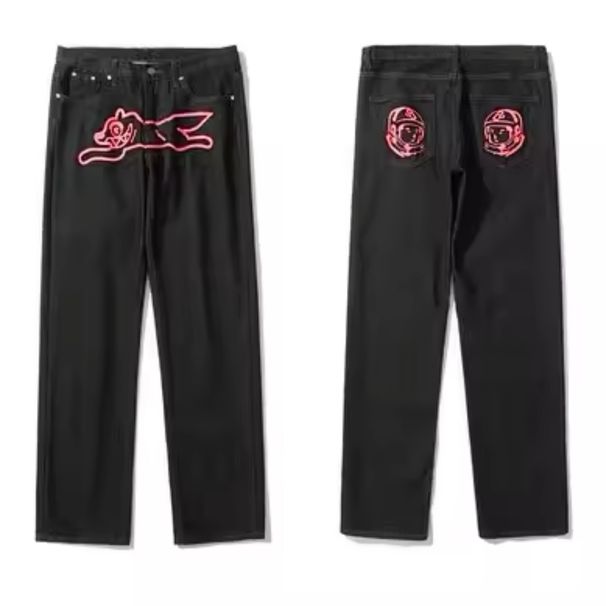 Y2K Punk Dog Print Jeans – Harajuku Streetwear Denim Pants With Graffiti Canine Art (S-XXXL, Polyester, Oversized Fit, 2000s Revival Style)_mkmklike.com