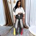 Women's High-Waisted Distressed Denim Pants – Color-Block & Ombre Washed Jeans (Drawstring Waist, Relaxed Straight Fit, Vintage Casual Style)_mkmklike.com