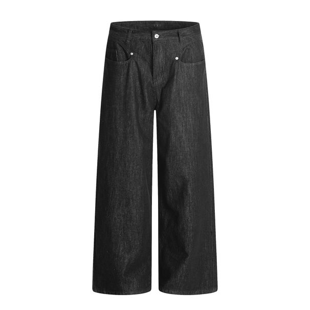 Loose Wide-Leg Denim Trendy Brand Men's Vibe Design Solid Color Versatile Straight-Leg Casual Dad Pants_mkmklike.com