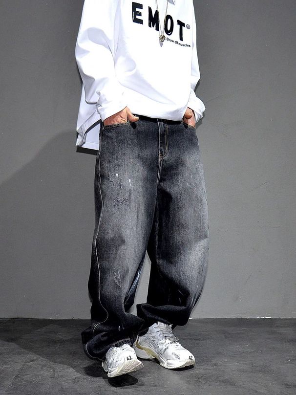 Men's Cool Stylish Straight Leg Jeans American Streetwear High Street Versatile Casual Pants Design_mkmklike.com