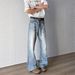 Nordmann American Retro Cat Whiskers Washed Light Blue Jeans Men High Street Vibe Trendy Loose Wide Leg Straight Long Pants_mkmklike.com