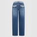 Women's Clothing Vintage Patchwork Jeans – Straight-Leg Denim With Contrast Panels For Retro & Casual Outfits_mkmklike.com