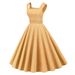 Women's Clothing collar sleeveless slim temperament high waist mid length skirt with big swing retro dress sleeves _mkmklike.com