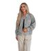 Women's Clothing Oversized Distressed Print Denim Jacket - Vintage Washed Casual Streetwear Coat With Stand Collar_mkmklike.com