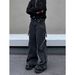Unisex Vintage Cargo Jeans With Adjustable Belt & Multi-Pockets – Distressed Washed Denim Pants For Streetwear & Workwear Style_mkmklike.com