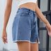 Women's High Waist Distressed Denim Shorts - Side Slit Stretch Hot Pants With Vintage Wash Casual Summer Jean Shorts For Women_mkmklike.com