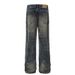 Men's Clothing High Street Vibe Distressed Blue Flared Jeans Men's Cool Slim Fit Pants_mkmklike.com