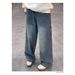 Men's High Street Washed Denim Jeans Relaxed Straight-Leg Vintage Style Retro Blue Sizes S-3XL_mkmklike.com
