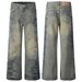 Men's Clothing Retro 2025 Men And Women High End Design Washed And Distressed Men's Loose Flared Jeans_mkmklike.com