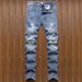Men's Distressed Ripped Jeans – Slim Fit Vintage Washed Denim Pants With Artistic Tears (Azure, Size 30-38)_mkmklike.com