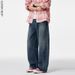 Men's Oversized Straight-Leg Jeans – Vintage High Street Baggy Denim Pants With Distressed Wash & Curved Hem_mkmklike.com