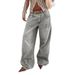 Women's Light Gray Straight Leg Jeans Non-Stretch Washed Retro Spring/Autumn Regular Fit Solid Color Denim_mkmklike.com