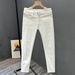 Men's Clothing High End White Pants Simple Summer Trendy Business Cotton Skinny Jeans Slim Nine Point Pants_mkmklike.com