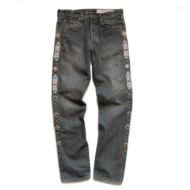 Mens Jeans No Kapital Hirata 24SS Classic Rivet Inlaid Diamond Casual Cowboy Gemstone Craft Washed Men Pants_mkmklike.com