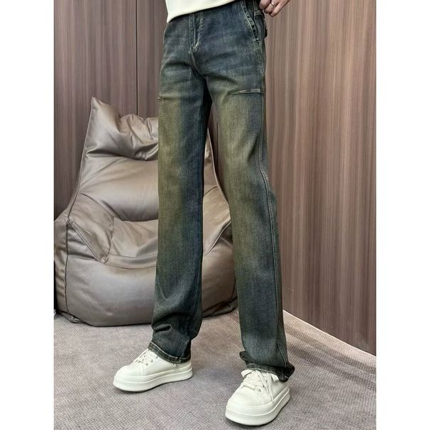 New Spring/Autumn American High Street Retro Distressed Washed Jeans For Men Loose Straight Leg Casual Versatile Floor Length Pants_mkmklike.com