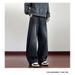 "Men's Vintage Blue American Loose Fit Jeans – High Street Washed & Distressed Straight Leg Pants For Casual & Streetwear"_mkmklike.com