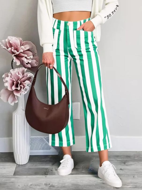 Summer Striped Print Women's Jeans Casual Fashion Independent Store New_mkmklike.com