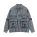 Jiayi Ku Men's Autumn/Winter New American Laundry Workwear Cowboy Half Open Collar Jacket_mkmklike.com