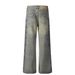 Men's Clothing Retro 2025 Men And Women High End Design Washed And Distressed Men's Loose Flared Jeans_mkmklike.com