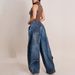 Women's Clothing Retro Vintage Washed High-Waisted Distressed Denim Jeans For Women - Retro Blue Stretch Comfort Fit Casual Streetwear (S-3XL)_mkmklike.com