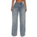 Wide-Leg Distressed Jeans For Women – Vintage Wash & Embroidered Detailing (Loose Fit, Comfortable & Stylish)_mkmklike.com