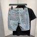 Summer Men's Handsome Washed Streetwear Denim Shorts Over Knee Straight Capris Loose Denim Shorts For Men Fashion Sweatpant_mkmklike.com