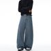 Men's Clean Fit Vertical Stripe Curved Blade Jeans Unisex Relaxed Trousers With Wide Leg Silhouette_mkmklike.com