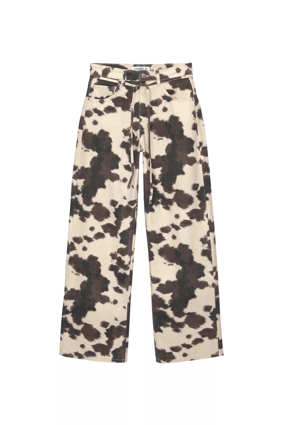 Retro Cow Pattern Washed Jeans European American Style Loose Straight Pants for Men And Women Vintage Old Fashioned_mkmklike.com