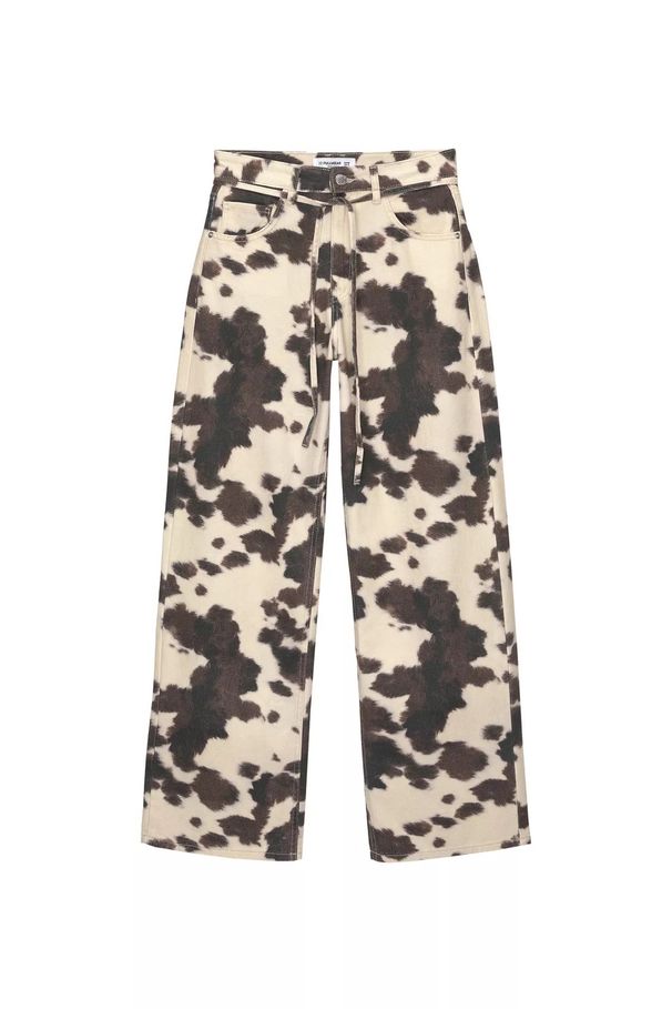 Retro Cow Pattern Washed Jeans European American Style Loose Straight Pants for Men And Women Vintage Old Fashioned_mkmklike.com