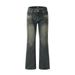 Washed Yellowing Flared Jeans Men's Vibe Trend American Style Back Pocket Design Loose Casual Wide Leg Pants_mkmklike.com