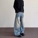 Men's Clothing Vintage-Inspired Distressed Bamboo Knot Bootcut Jeans For Men - Cleanfit Straight Leg Denim Pants With Retro Wash (Blue, S-XXXL)_mkmklike.com