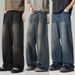 Men’s Washed Wide-Leg Jeans – Retro Distressed Loose Straight Pants (Black Gray/Light Blue/Retro Blue/Nostalgic Blue, S-3XL)_mkmklike.com