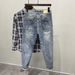 Men's Clothing Trendy Branded Hole Patch Casual Pants Slim Trendy Handsome And Versatile Beggar Pants_mkmklike.com