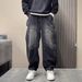 Men's Casual Wide Leg Jeans Loose Straight Fit Curved Trendy American Style Spring Summer New_mkmklike.com