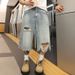 Men's Loose Fitting Ripped Jeans Trendy High Street Washed Distressed Wide Leg Cropped Blue Korean Style in Stock_mkmklike.com