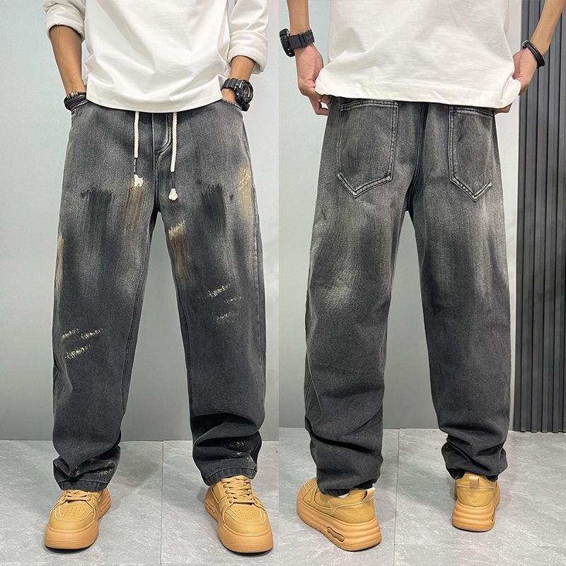 Men's Gradient Wash Straight-Leg Jeans – Urban Streetwear Denim Pants With Distressed Fading & Relaxed Fit_mkmklike.com
